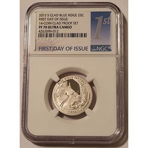 2015 S Clad Blue Ridge NP Quarter Proof PF70 UC NGC First Day of Issue